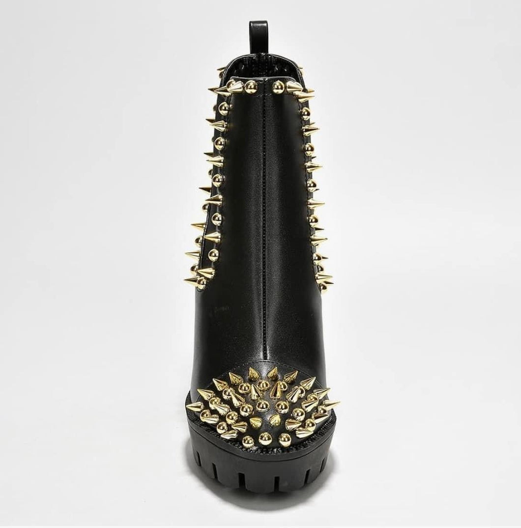 Studded Platform Faux Leather Ankle Chelsea Boots