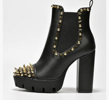 Load image into Gallery viewer, Studded Platform Faux Leather Ankle Chelsea Boots

